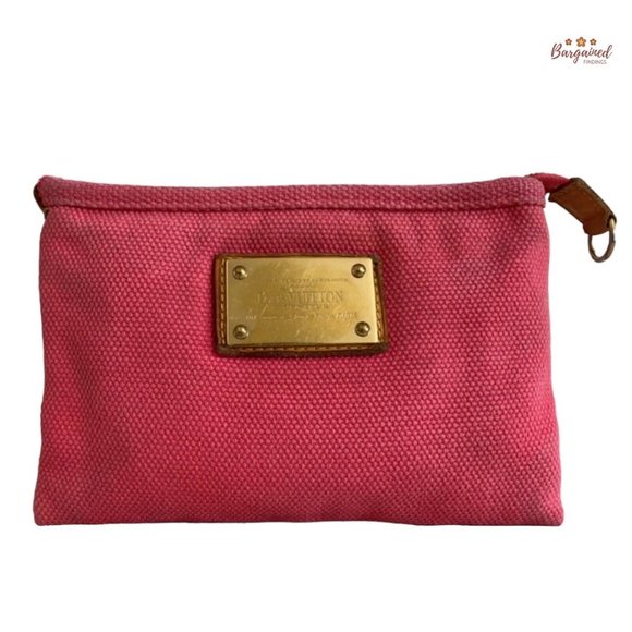 Authentic LOUIS VUITTON Hot Pink Antigua Canvas PM Pouch Bag - 2006 - Picture 1 of 11